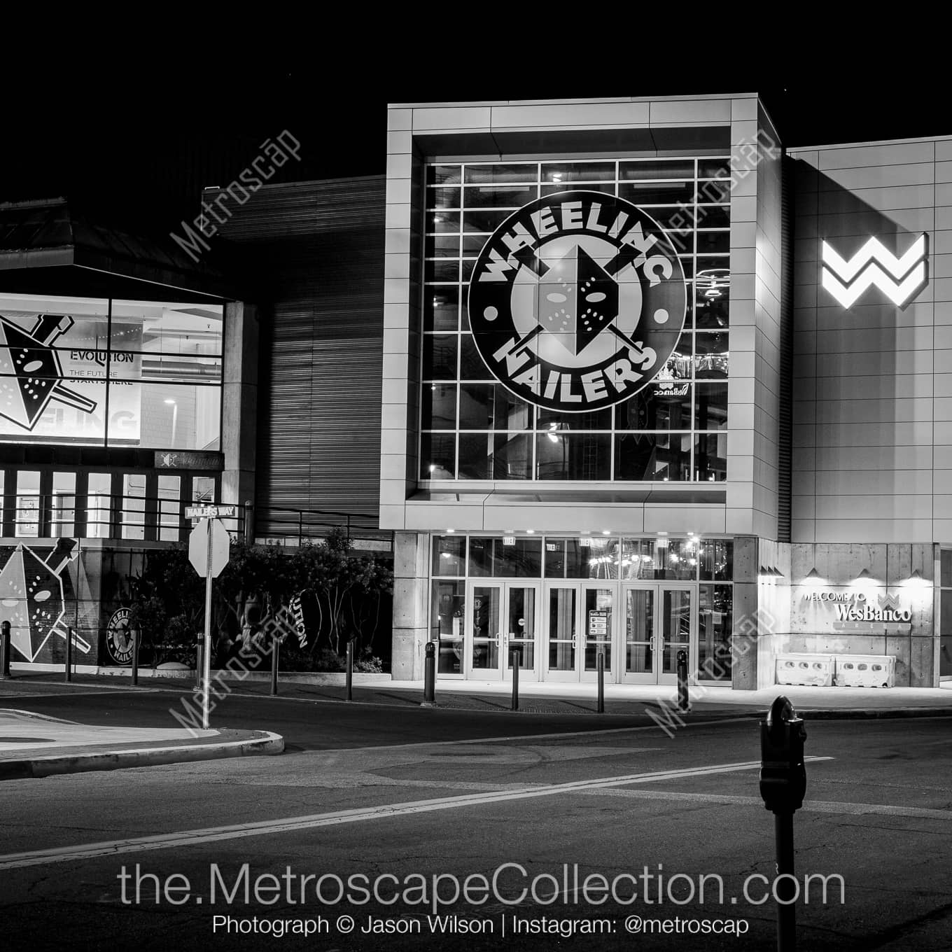 The Wesbanco Arena at Night black and white Fine Art Photography Prints